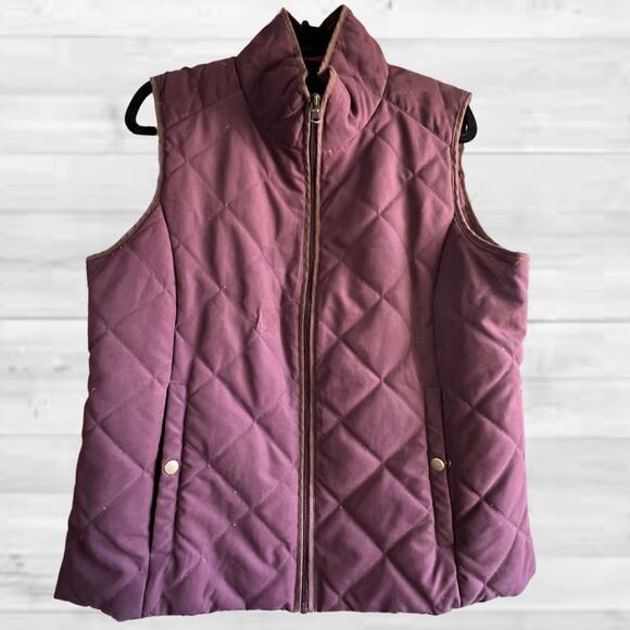 G.H. Bass & Co. Jackets & Blazers - G.H. Bass & Co. Women’s Quilted Puffer Burgundy Vest, Size Large, Zip Outerwear